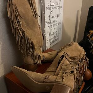 Fringe Tan Suede Women's Boots